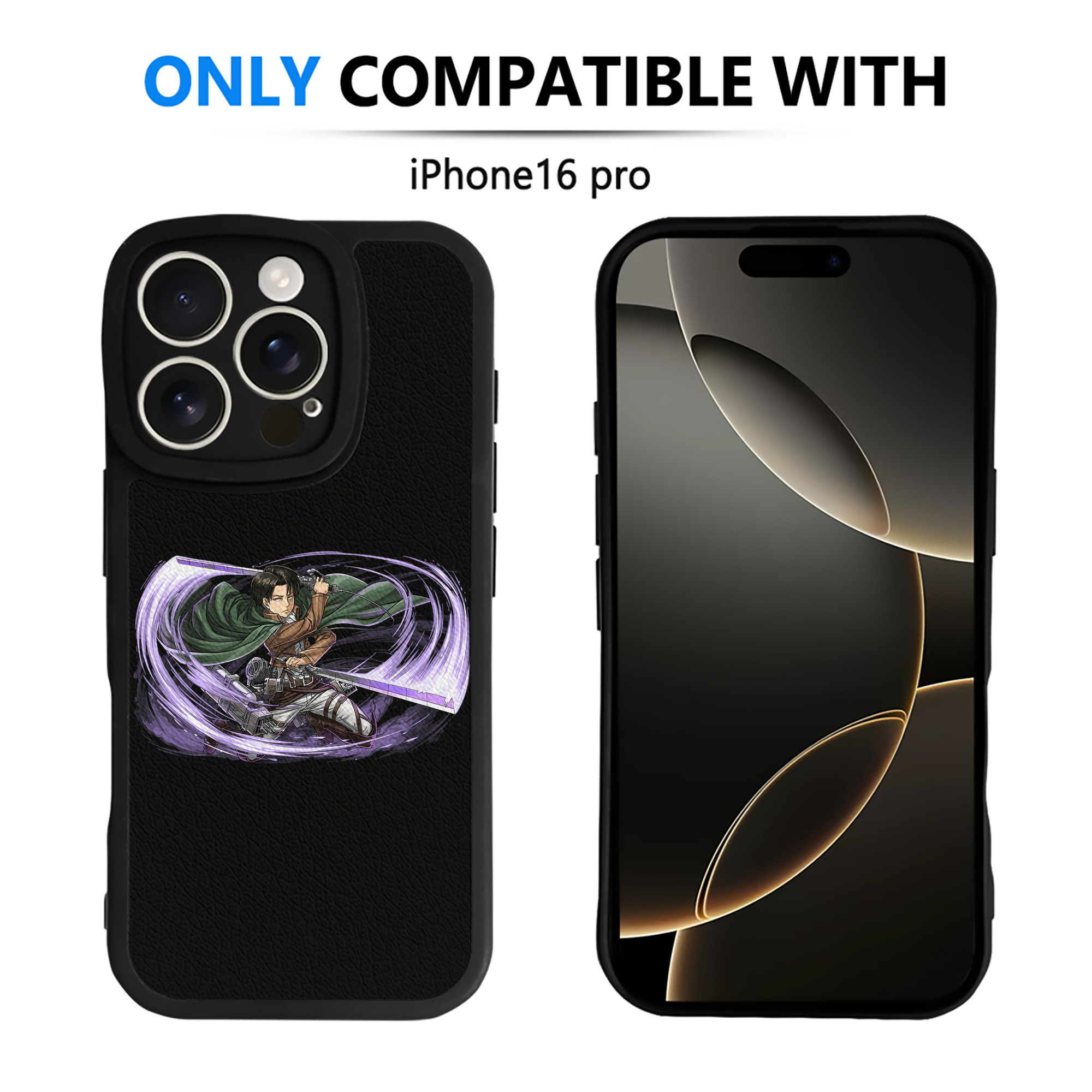 （画像用） 進撃の巨人 リヴァイ·アッカーマン Attack on Titan Levi Ackerman 【iPhone 16シリーズ対応】シリコンスマホケース（レザー調） 材質：シリコン